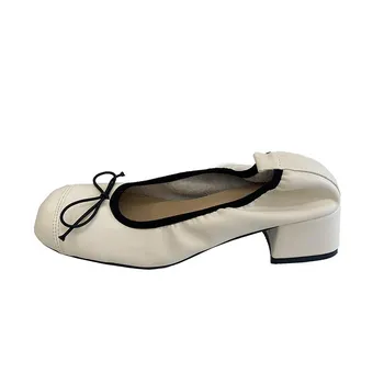 Fashion 2024 New Fashion Women s Low Heels Women s Casual Comfortable Foldable Soles Summer Women s 35 бежевый