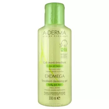 A-Derma, Смягчающий пенящийся гель 2 в 1 Exomega, 200 мл