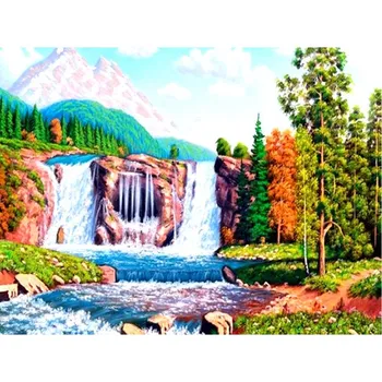 5D алмазная живопись пейзаж водопад DIY полная круглая Алмазная вышивка крестиком мозаика горный хрусталь картина украшение Full Round 20x30CM