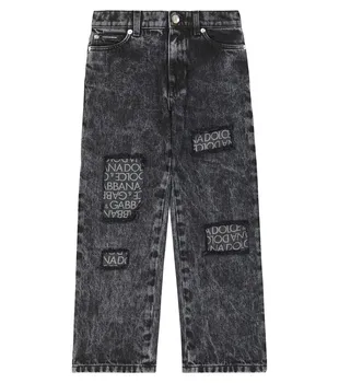 Джинсы dg из хлопка и шелка Dolce&Gabbana Kids, черный
