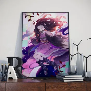 5D Алмазная картина Полный алмазный истребитель демонов: Kimetsu no Yaiba Алмазная картина Ручная работа Diy Алмазная мозаика Картина Украшение дома Full Round 20X30CM