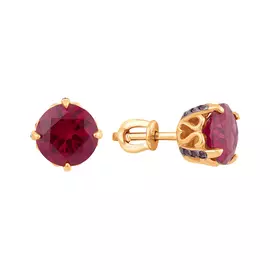 Серьги из красного золота с корундами рубиновыми с0809V51