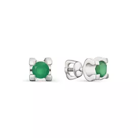 Серьги из серебра с агатом с родированием 02-1253/00АГ-00