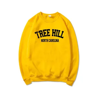 Толстовка унисекс с круглым вырезом Tree Hill, штат Северная Каролина, в студенческом стиле, пуловер с круглым вырезом в стиле 90-х годов, джемпер с круглым вырезом, толстовки с капюшоном S белый