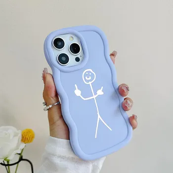 Чехлы для телефонов N79 Cartoon Matchman art Macaron Wavy Edge для iPhone 16 Pro Max Samsung S24 Plus S23 Ultra A35 A55 Xiaomi Redmi Note 13, противоударный чехол for iPhone 16 Plus
