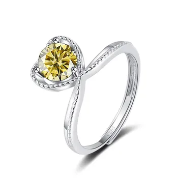 Bague Ringen S925 Ювелирные изделия из стерлингового серебра Mossan Stone Love Ring D Цвет 1 карат Mossan с бриллиантовым покрытием Платиновая модель Tide 1ct adjustable синий