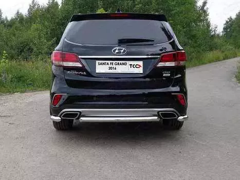Защита задняя центральная Компания ТСС для Hyundai Grand Santa Fe (3G) рест. 2015-, (4G) 2018-, рест. 2020-