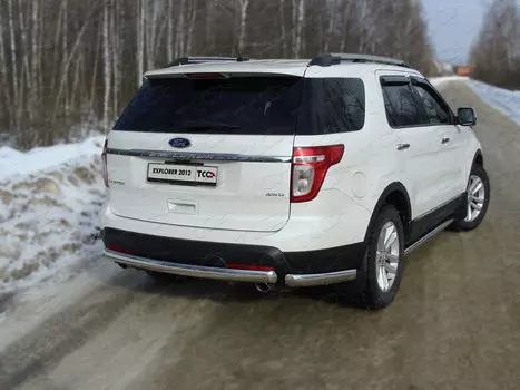 Защита задняя (уголки овальные) 75х42 мм Компания ТСС FOREXPL12-09 Ford Explorer 2012 - 2015