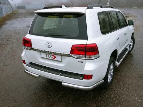 Защита задняя (уголки овальные) 75х42 мм Компания ТСС TOYLC20015-16 Toyota Land Cruiser J200 2015-
