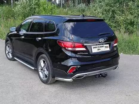 Защита задняя (уголки) Компания ТСС для Hyundai Grand Santa Fe (3G) рест. 2015-, (4G) 2018-, рест. 2020-
