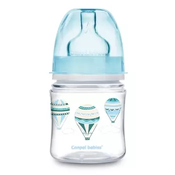 Canpol Бутылочка PP EasyStart с широким горлышком антиколиковая, от 0 месяцев, голубой, 1 шт. (Canpol, In the clouds)