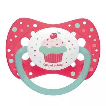 Canpol Пустышка симметричная силиконовая от 0 до 6 месяцев, розовая, 1 шт. (Canpol, Cupcake)