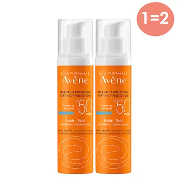 Avene Солнцезащитный флюид SPF 50 без отдушек, 2*50 мл (Avene, Suncare)