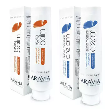 Aravia Professional Набор: Восстанавливающий бальзам для ног с витаминами "Revita Balm", 100 мл + Суперувлажняющий крем для ног с мочевиной "Super Moisture", 100 мл (Aravia Professional)