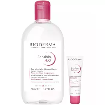 Bioderma Набор для чувствительной кожи (мицеллярная вода, 500 мл + крем, 40 мл) (Bioderma, Sensibio)