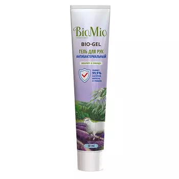 BioMio Антибактериальный гель для рук Bio-Gel с эфирным маслом эвкалипта и лаванды, 50 мл (BioMio, Санитайзеры)
