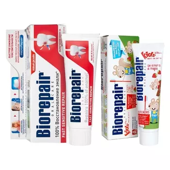 Biorepair Набор для полости рта для всей семьи (зубная паста 75 мл + 50 мл) (Biorepair, Чувствительные зубы)