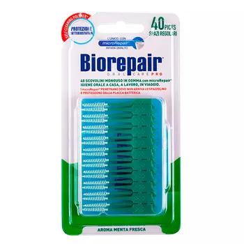 Biorepair Одноразовые мягкие стандартные зубные ершики Scovolini Monouso in Gomma Regolari, 40 шт (Biorepair, Уход за зубами)