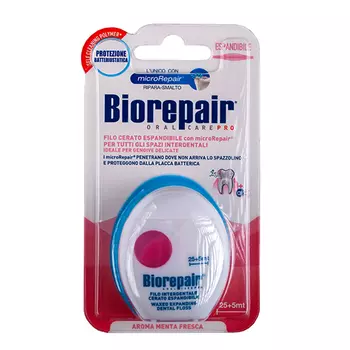 Biorepair Вощеная расширяющаяся зубная нить Biorepair Filo Cerato Espandibile, 25+5 м (Biorepair, Уход за зубами)