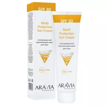 Aravia Professional Солнцезащитный увлажняющий крем для лица Multi Protection Sun Cream SPF 30, 100 мл (Aravia Professional)