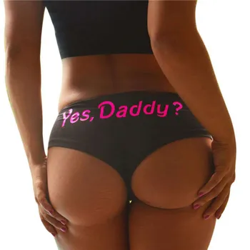 Сексуальные трусики для женщин Yes Daddy, забавное нижнее белье, стринги, трусы, нижнее белье, Трусики, стринги, трусики S белый