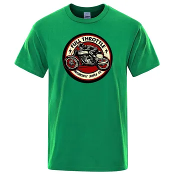 Футболка с принтом Full Throttle Cafe Racer Rockabilly Biker, мужская модная повседневная свободная хлопковая футболка с короткими рукавами, летние свободные футболки L красный