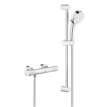 Термостат для душа GROHE Grohtherm 800 Cosmopolitan, душевой гарнитур Tempesta Cosmopolitan, 2 режима струи, душевая штанга 600 мм (34768000)