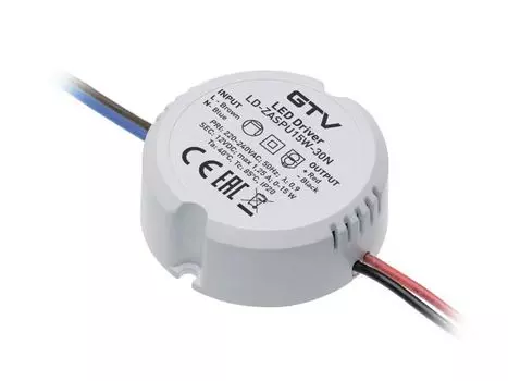 Блок питания для светодиодов 220/12V 15W, IP20, размер 55*22 мм