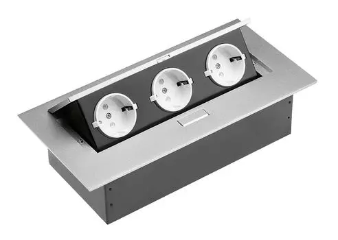 Блок розеток прямоугольный врезной 3 розетки AE-PB03GS-53 (Schuko) без провода