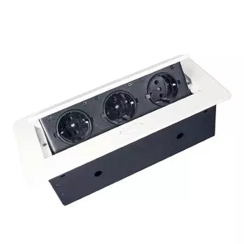 Блок розеток прямоугольный выдвижной 3 розетки (Schuko), max 2700W, 250V, с проводом 2, 0 метра, белый