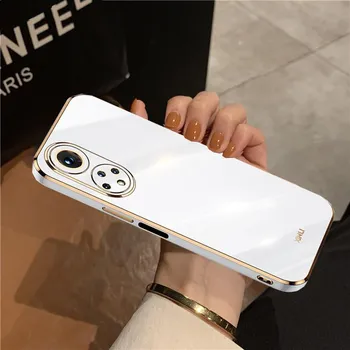 Роскошный силиконовый чехол с золотой рамкой для Huawei P50 P40 P30 P Smart Honor 60 50 X30i X20 SE 30 20 Pro Lite Nova 5T 7 8, защитный мягкий чехол Honor 9X