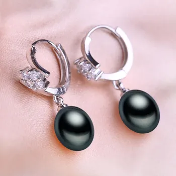 Серьги SENIKO 8-9 мм с натуральным пресноводным жемчугом, модные серьги-клипсы с кубическим цирконием для женщин и девочек, подарок, длинные серьги A