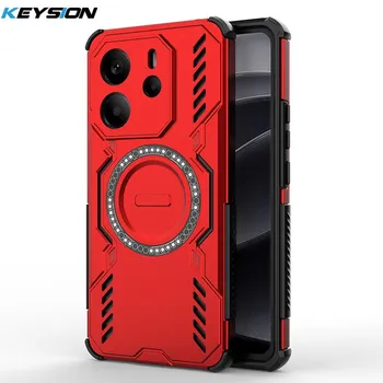 KEYSION Hollow Heat Dissipation Case for Redmi Note 14 4G 5G Silicone+PC Magnetic Cooling Shockproof Phone Cover for Redmi Note 14 5G for Redmi Note 14 чёрный