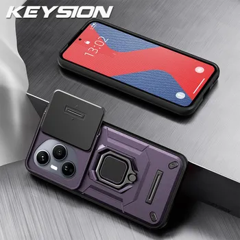 KEYSION Противоударный бронированный чехол для HONOR 400 Pro 5G со сдвижной защитой объектива камеры, кольцом-подставкой, чехол для телефона для Huawei Honor 400 5G for Honor 400 чёрный