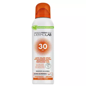 DEBORAH DERMOLAB Солнцезащитное молочко-спрей для лица и тела Sun Milk Spray Multi-Position Fast Application High Protection Spf 30