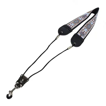 Embroidery Saxophone Neck Strap for Alto Tenor Sax Adjustable Instrument Accessories with Metal чёрный/белый