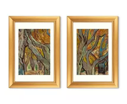 Набор из 2-х репродукций картин в раме The Large Plane Trees, 1889г. (золотистый, 50,5)