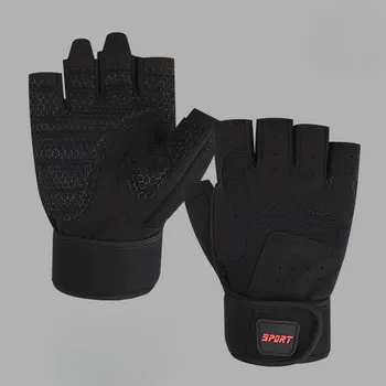 New Fitness Gloves Half Finger Protection Anti Slip Wear Resistant Sports Gloves Mountaineering Dumbbell Horizontal Bar Training Pull Up L