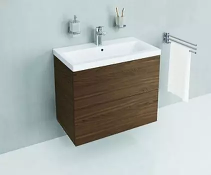 Тумба с раковиной Am.Pm Gem 75 с 2 ящиками, коричневый