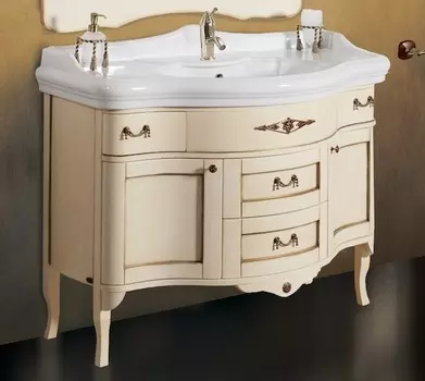 Тумба с раковиной Bagno Piu Palladio 110 Слоновая кость с золотой патиной