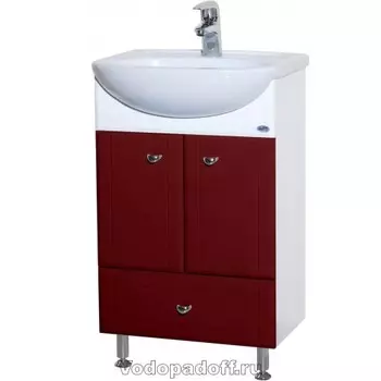 Тумба с раковиной Bellezza Уют 50 с нижним ящиком, бордовый