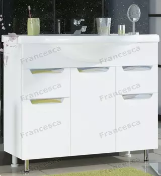 Тумба с раковиной Francesca Доминго 90 белый (2ящ+3дв. ум. Эльбрус 90)