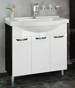 Тумба с раковиной Francesca Eco Max 90 белый-венге (3 дв. ум. Эльбрус 90)