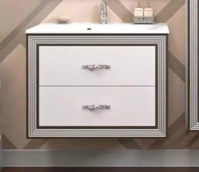Тумба с раковиной Opadiris Карат 80, белый/серебро