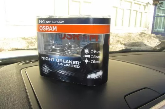 Лампы галогенновые Osram H4 Night Breaker Unlimited, 12V 55W, +110%