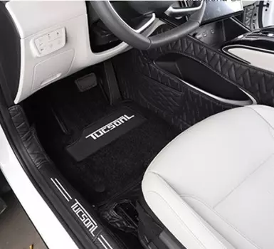 Коврики в салон с текстильной вставкой (черные, экокожа) Point Bin PNT00316 для Hyundai Tucson (4G) 2021-