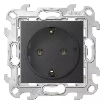 2450434-038 Розетка 2К+З Schuko без штор, графит Simon 24
