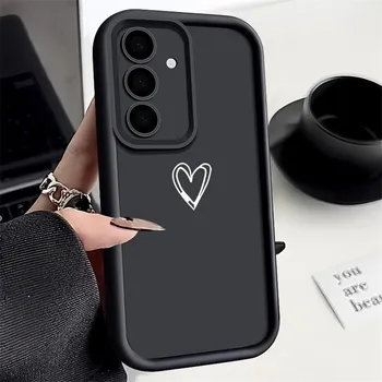 Чехол с рисунком сердец любви для Samsung S25 S24 S22 Ultra S23 S21 S20 Fe A55 A54 A53 A52 A35 A15 A16 A06, мягкий силиконовый защитный чехол для объектива цвета конфет Samsung S24 FE чёрный