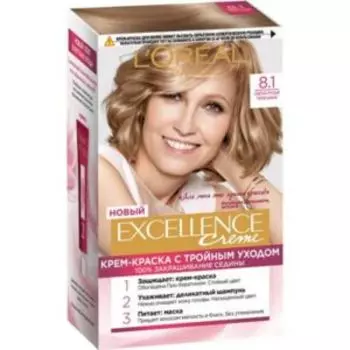 Краска для волос Loreal Excellence, 8.1, светло-русый пепельный