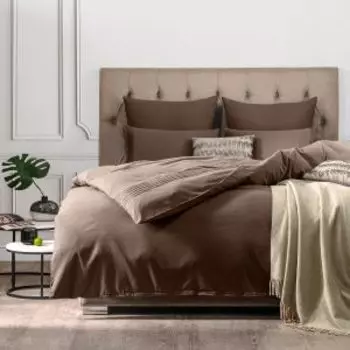 Комплект постельного белья Sleepix Миоко, Евро, 4 наволочки, сатин, 100г/м2, коричневый